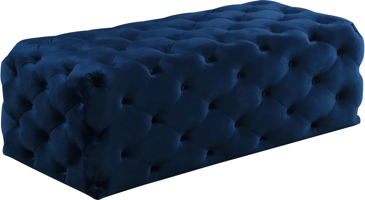 Casey Navy Velvet Ottoman/Bench 1