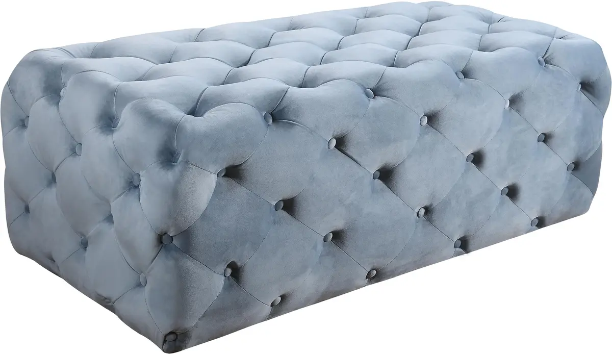Casey Sky Blue Velvet Ottoman/Bench 1