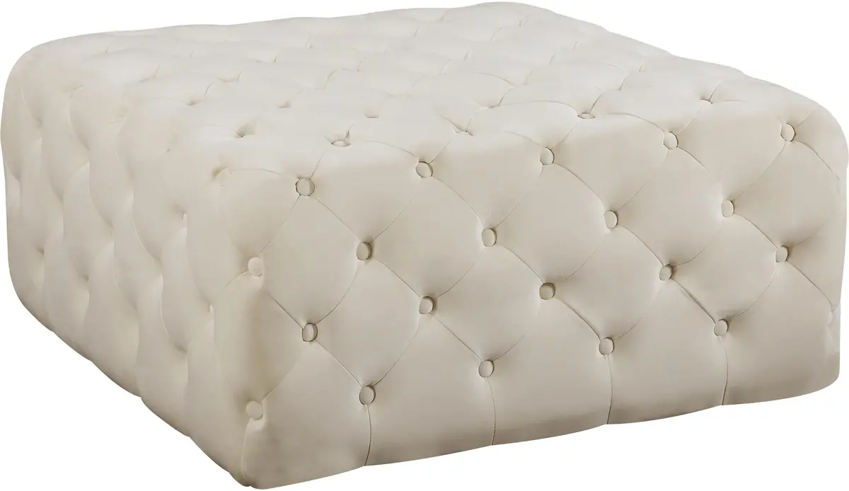 Ariel Cream Velvet Ottoman/Bench 1