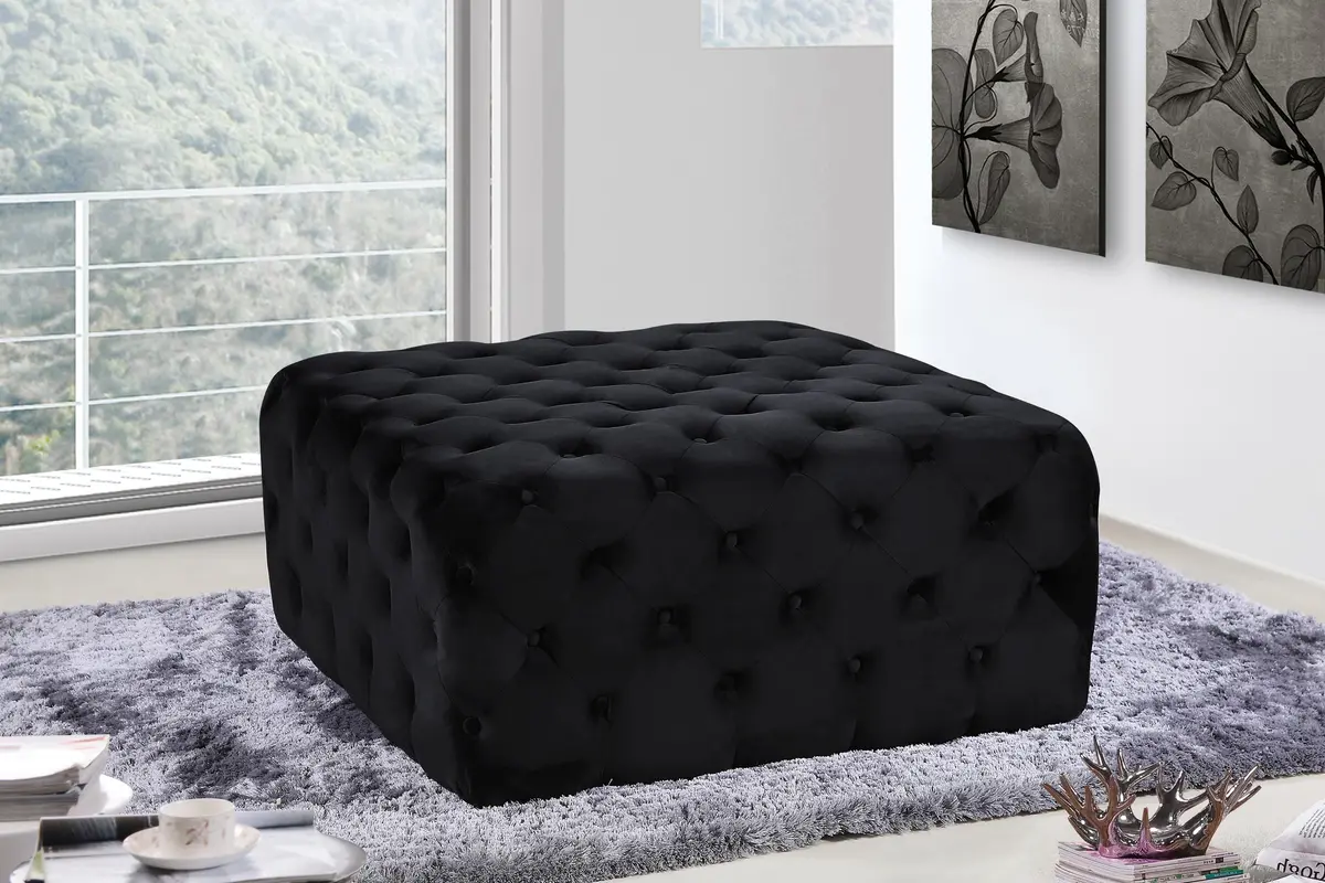 Ariel Black Velvet Ottoman/Bench 2
