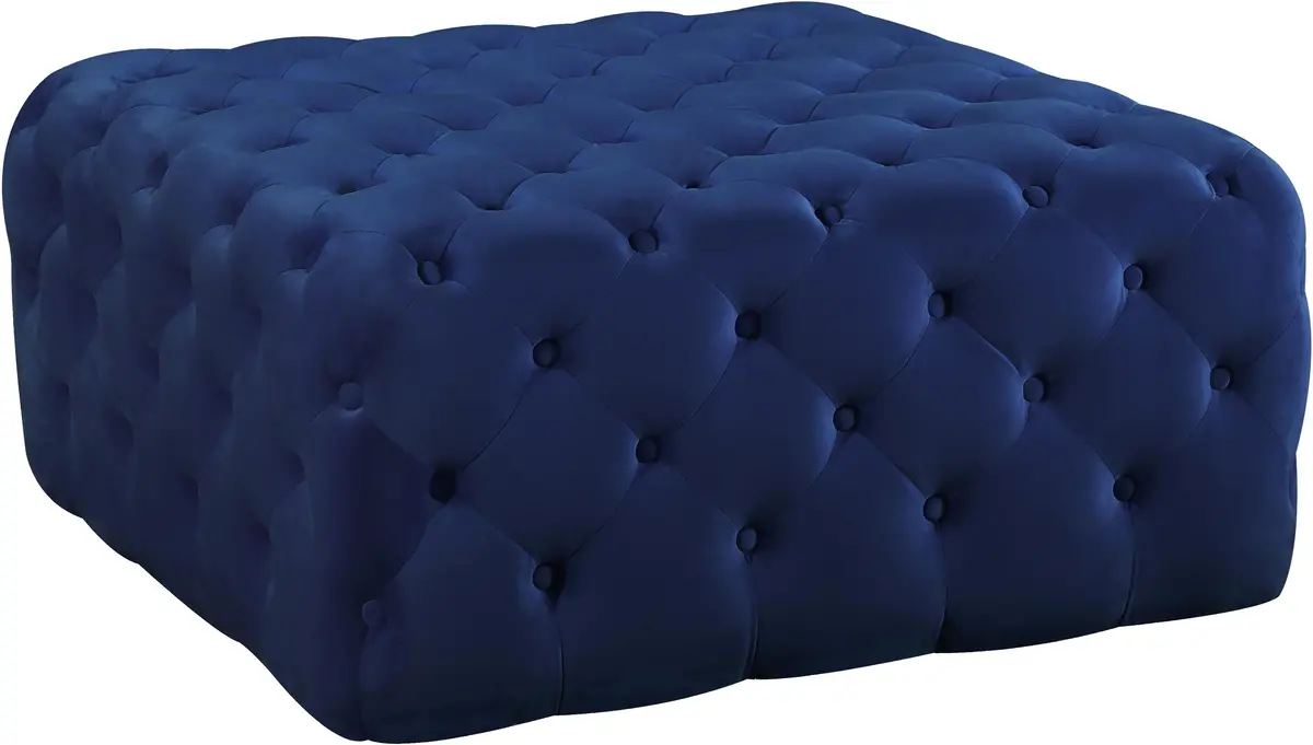 Ariel Navy Velvet Ottoman/Bench 1