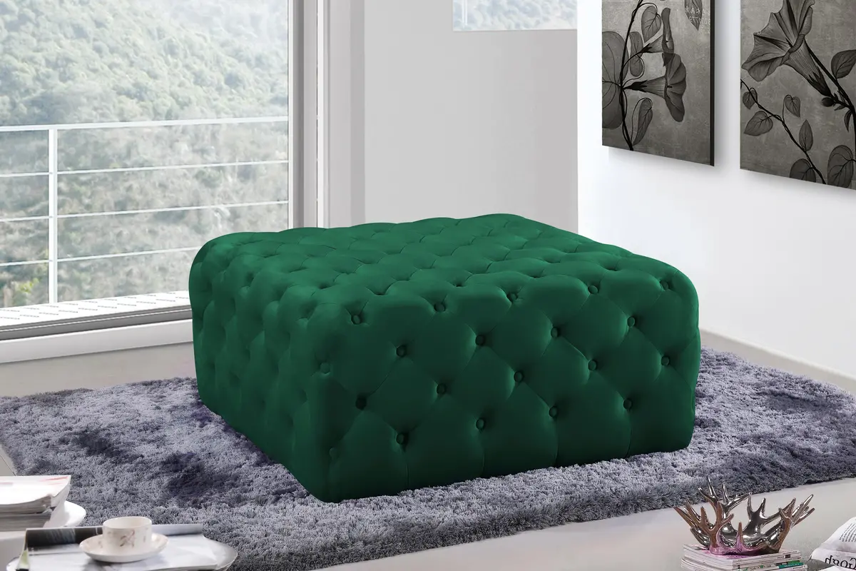 Ariel Green Velvet Ottoman/Bench 2