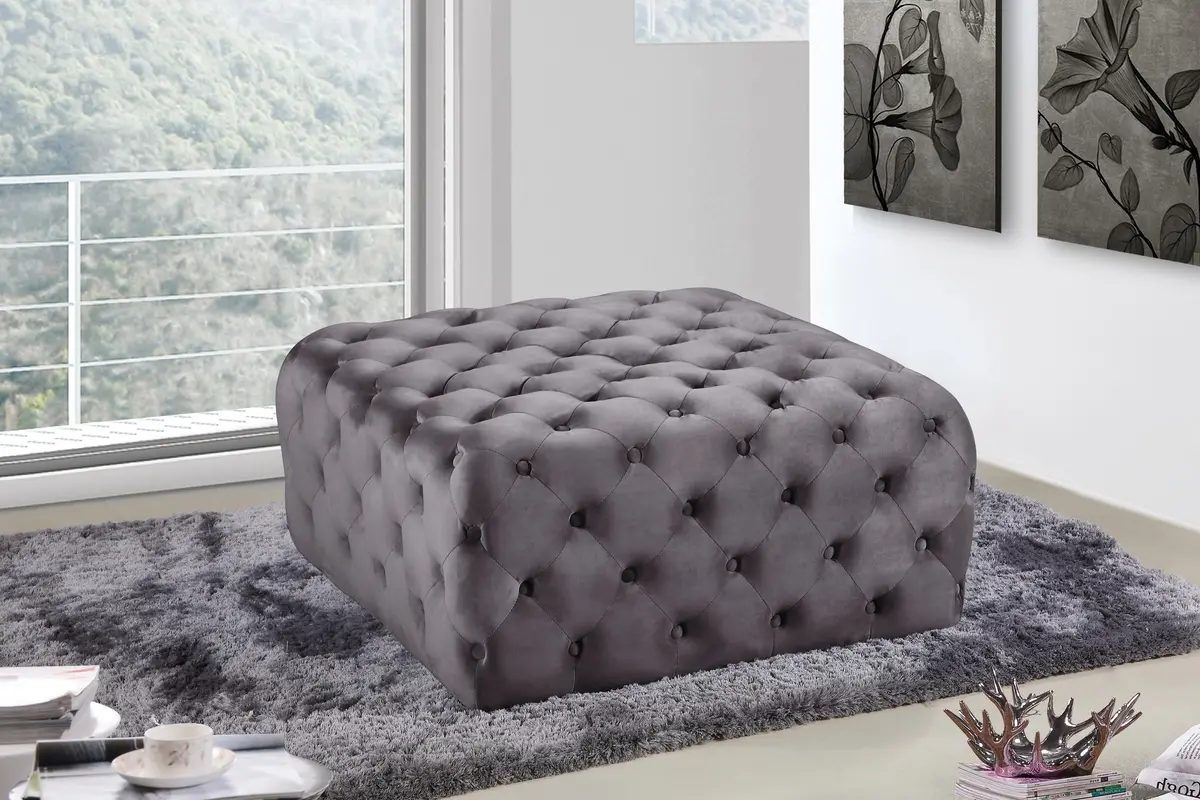Ariel Grey Velvet Ottoman/Bench 2