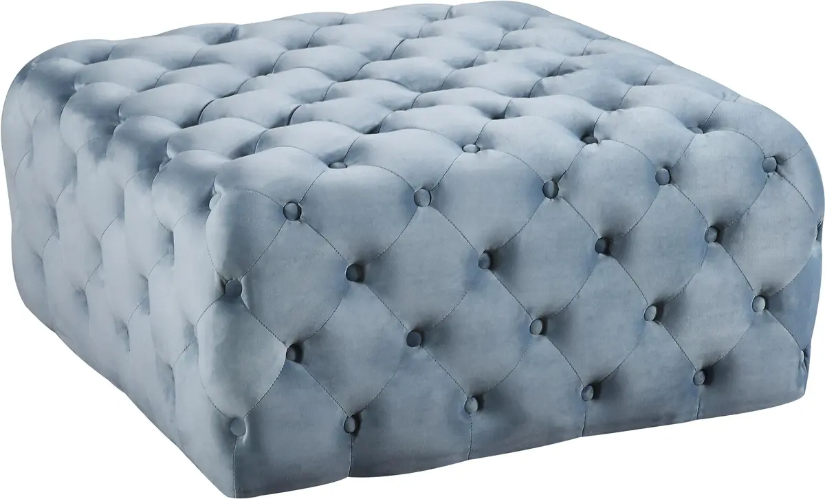 Ariel Sky Blue Velvet Ottoman/Bench 1