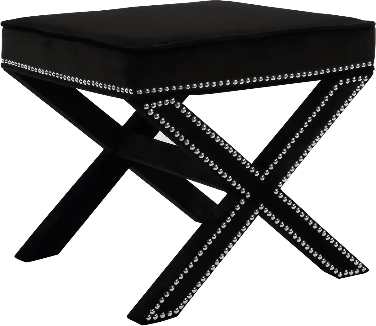 Nixon Black Velvet Ottoman/Bench 1