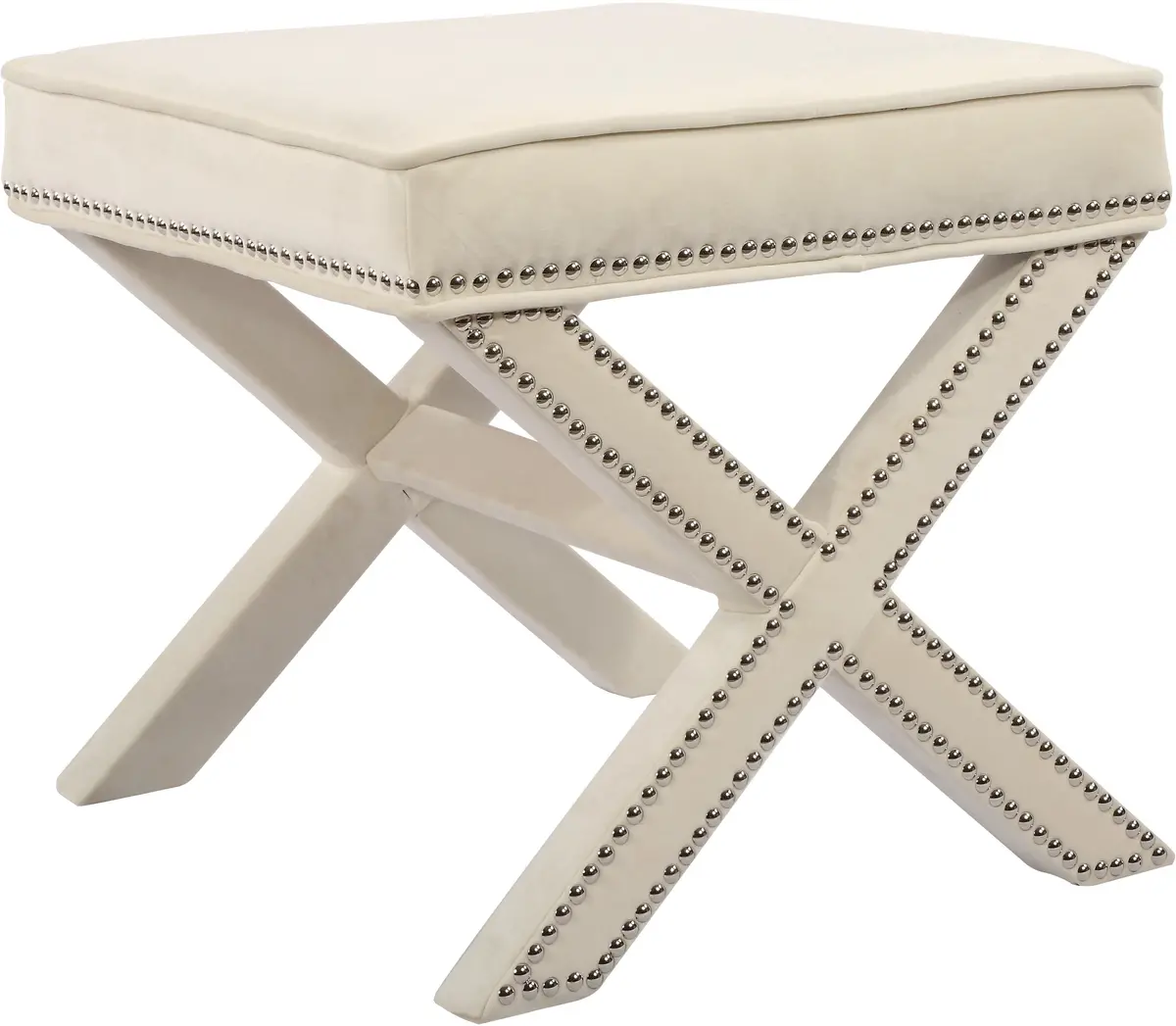 Nixon Cream Velvet Ottoman/Bench 1