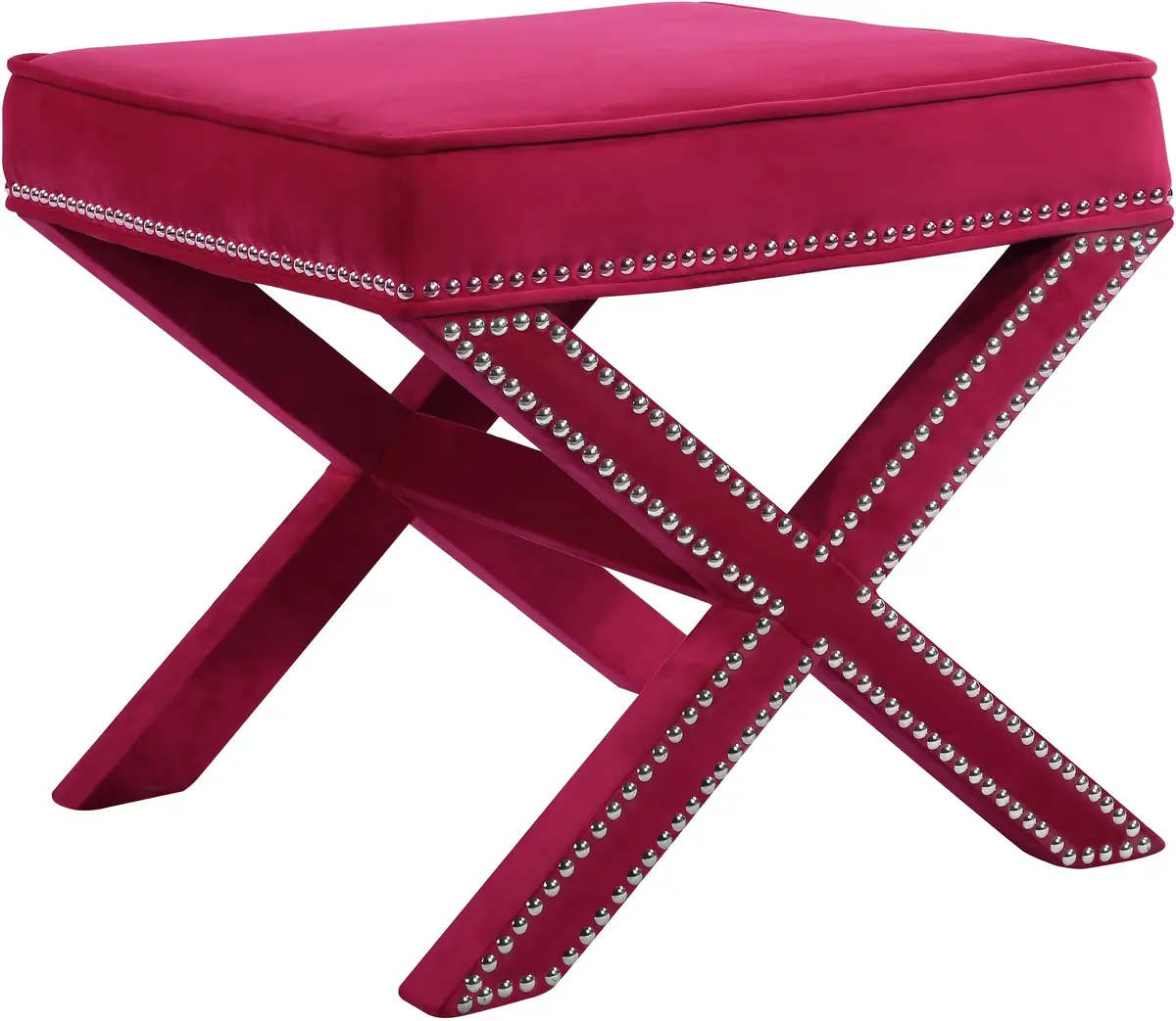 Nixon Pink Velvet Ottoman/Bench 1
