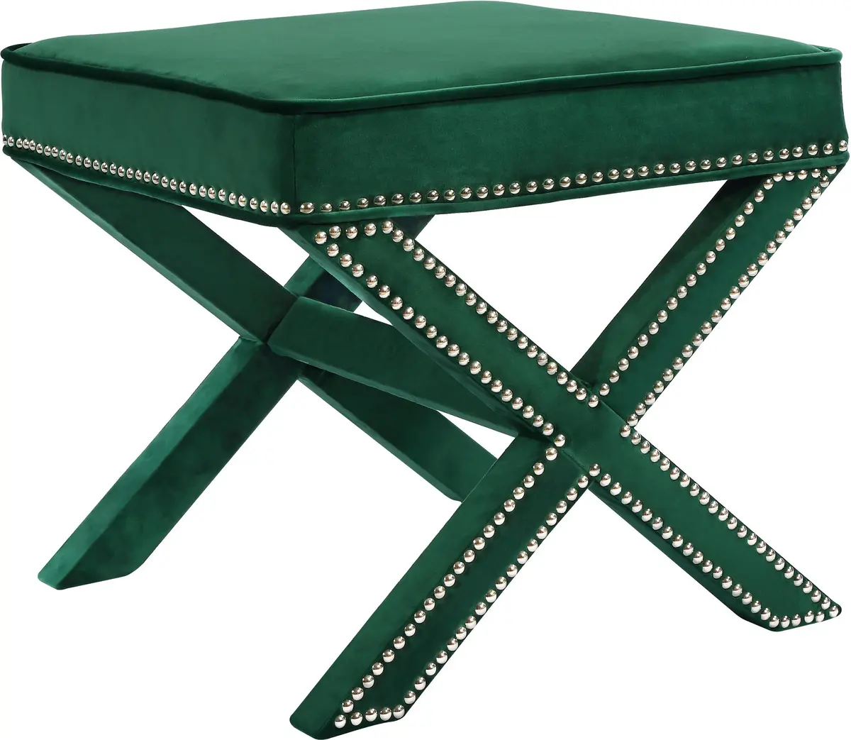 Nixon Green Velvet Ottoman/Bench 1