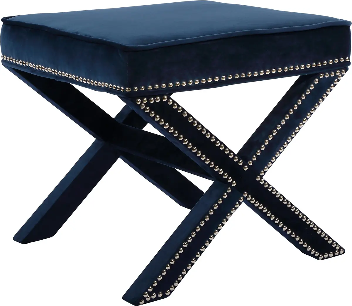 Nixon Navy Velvet Ottoman/Bench 1