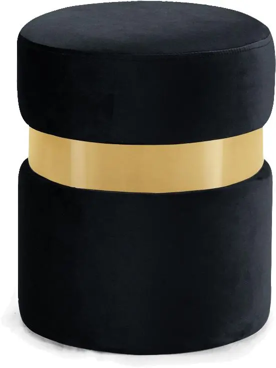 Hailey Black Velvet Ottoman/Stool 1