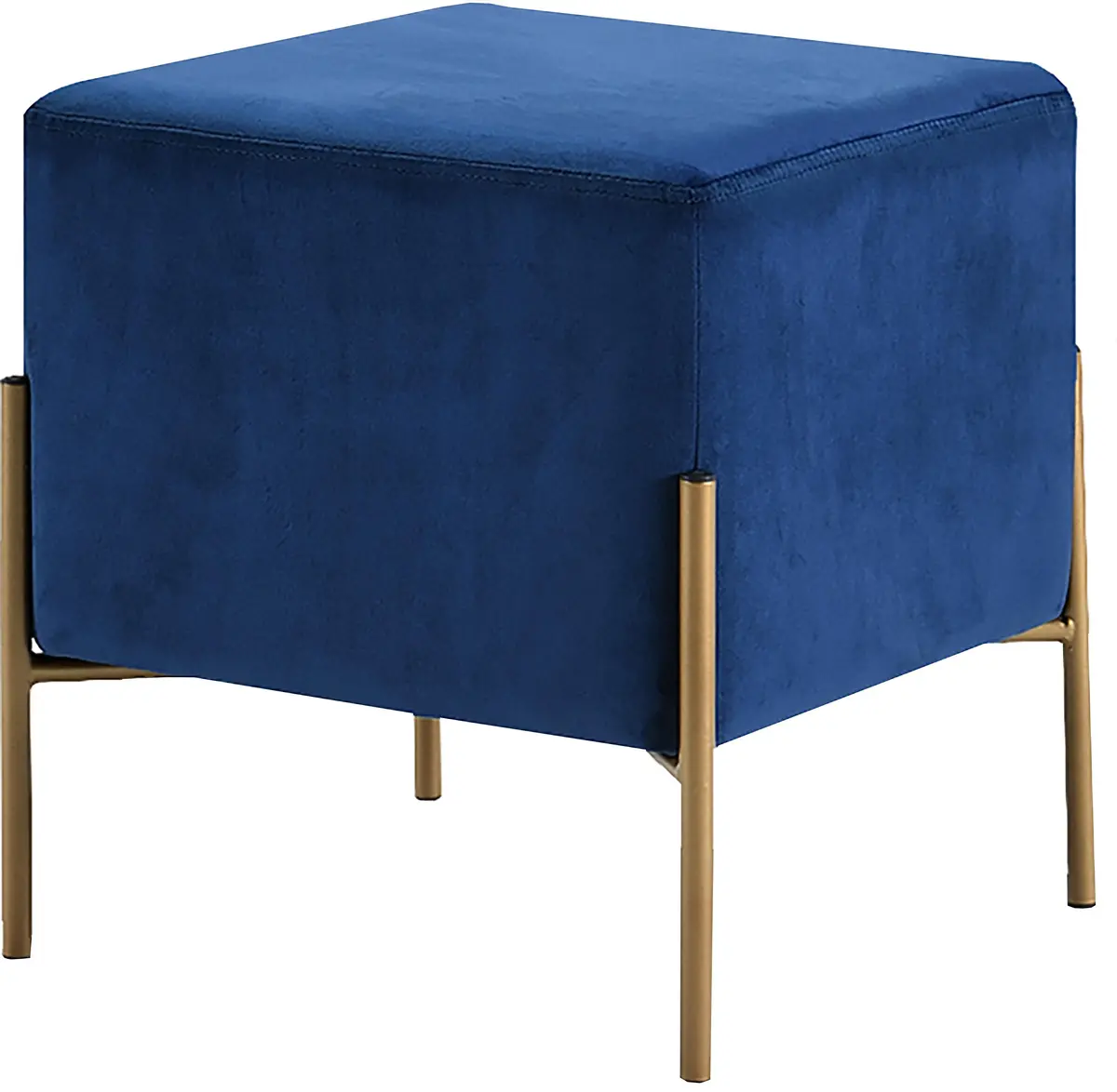 Isla Navy Velvet Ottoman/Stool 1