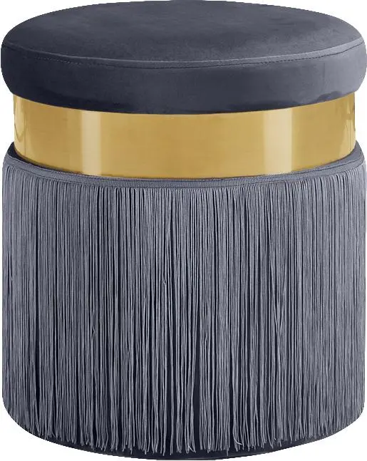 Yasmine Grey Velvet Ottoman/Stool 1