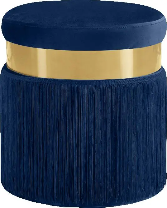 Yasmine Navy Velvet Ottoman/Stool 1