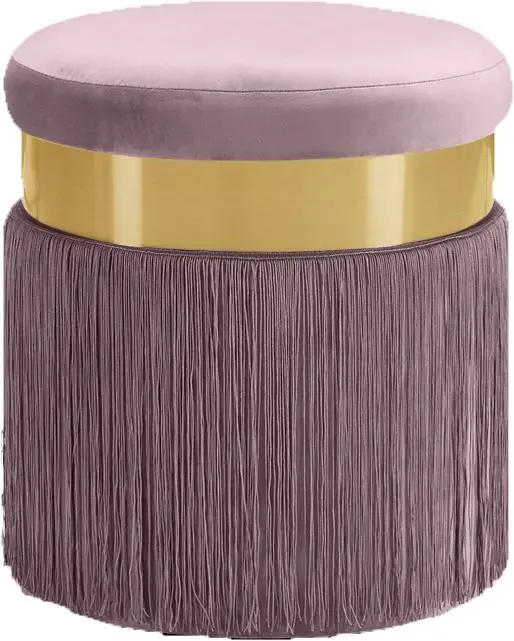 Yasmine Pink Velvet Ottoman/Stool 1