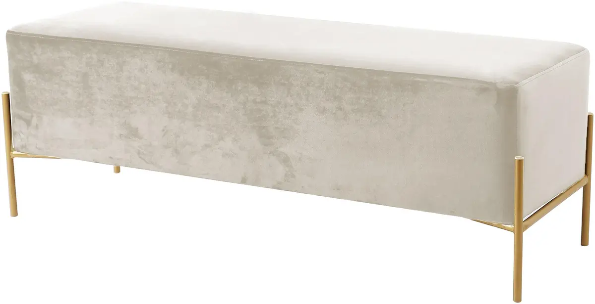 Isla Cream Velvet Bench 1