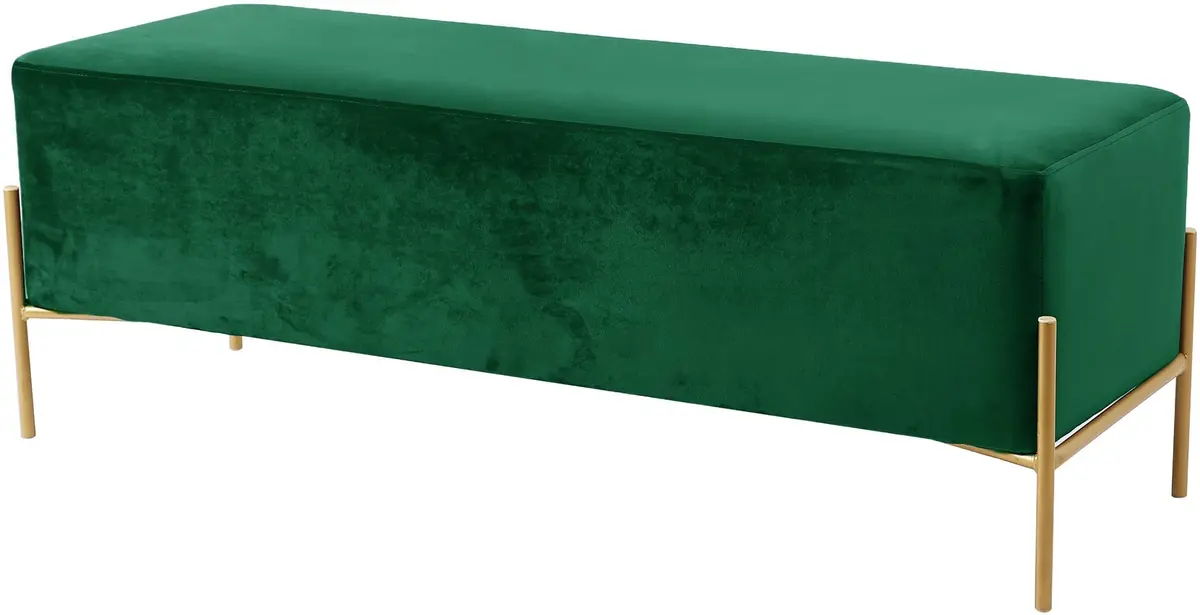 Isla Green Velvet Bench 1