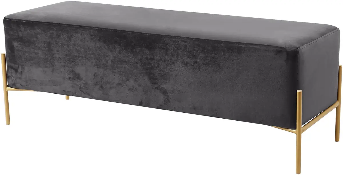 Isla Grey Velvet Bench 1