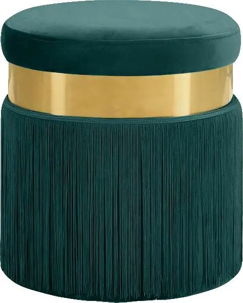 Yasmine Green Velvet Ottoman/Stool 1