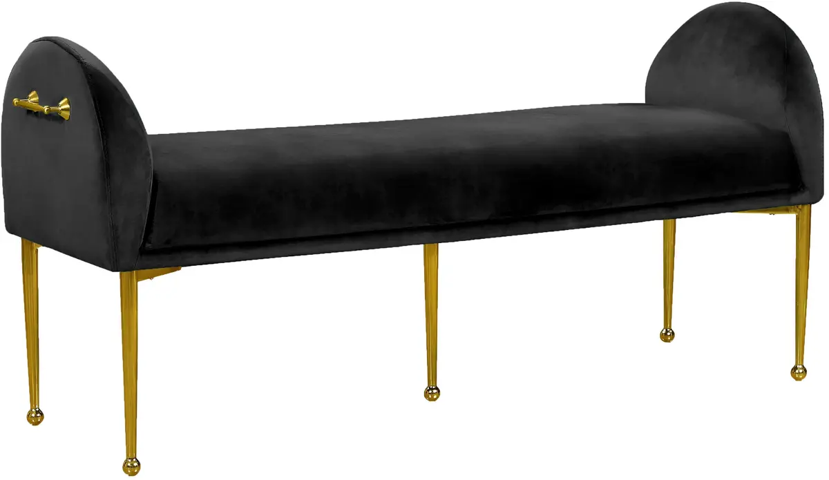 Owen Black Velvet Bench 1