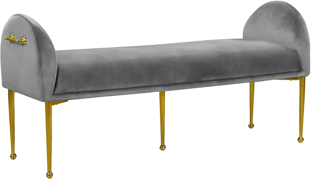 Owen Grey Velvet Bench 1