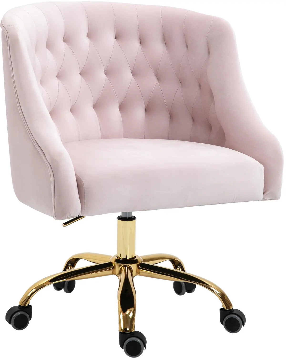 Arden Pink Velvet Office Chair 1