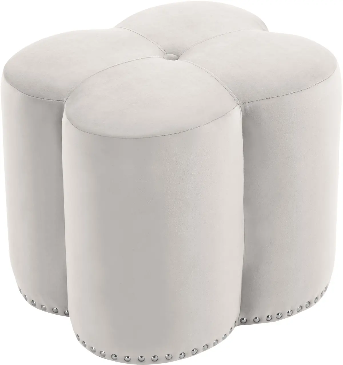Clover Cream Velvet Ottoman 1