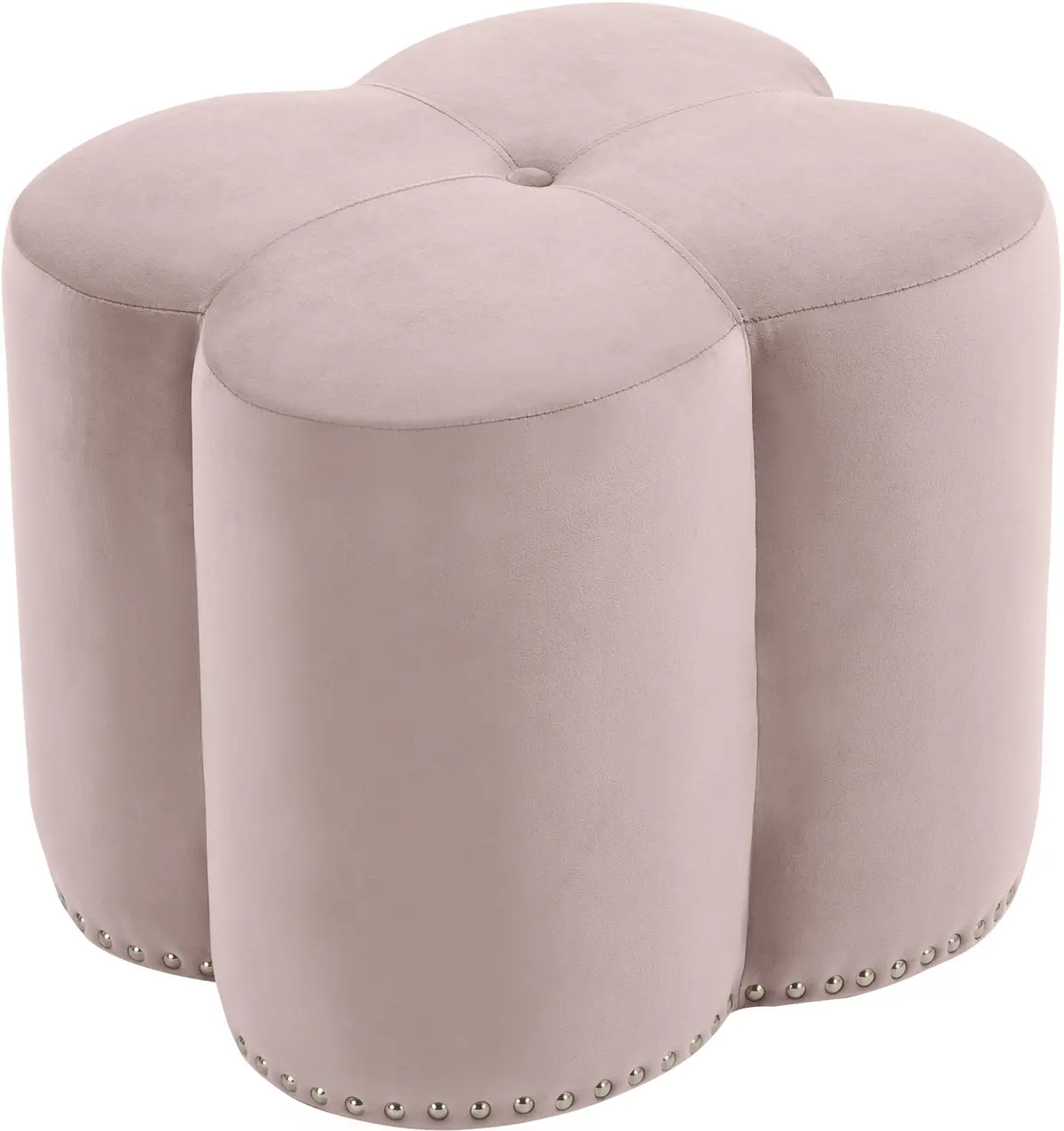Clover Pink Velvet Ottoman 1