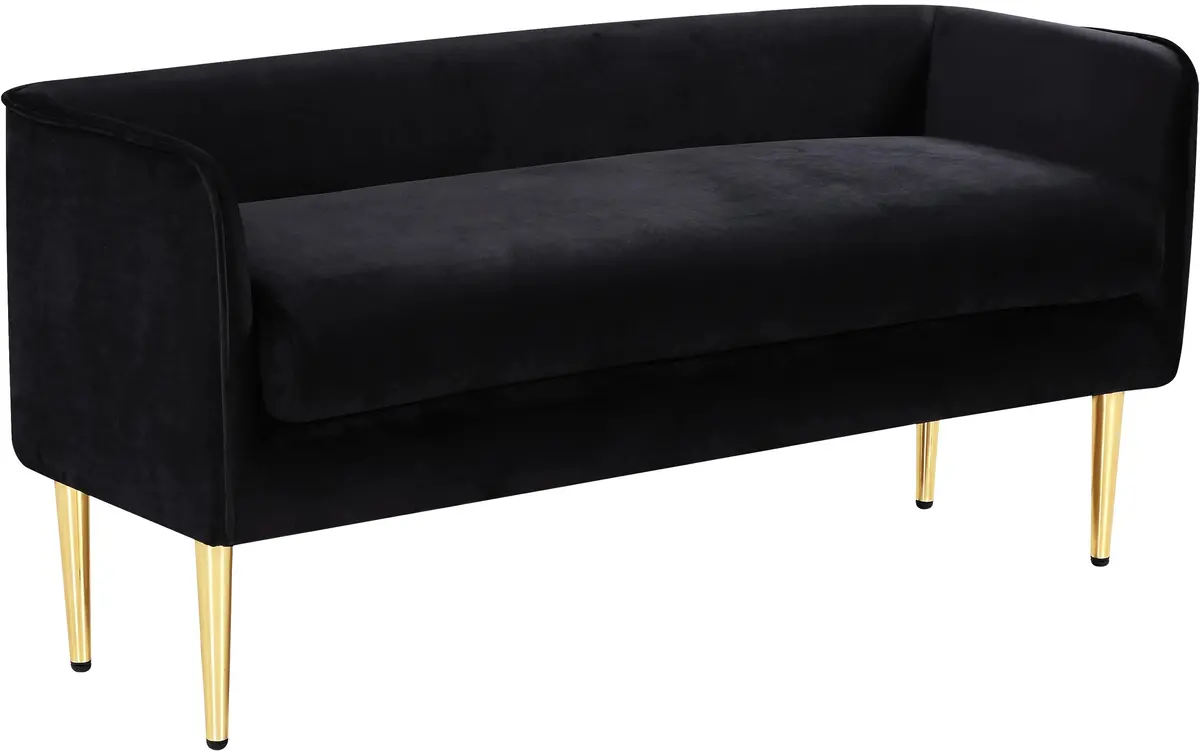 Audrey Black Velvet Bench 1
