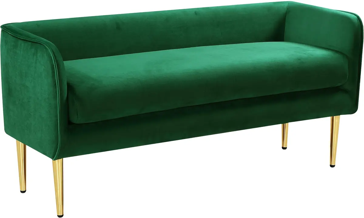 Audrey Green Velvet Bench 1
