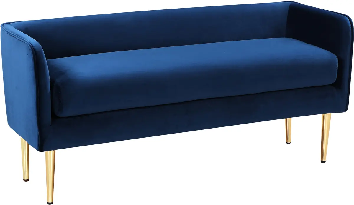 Audrey Navy Velvet Bench 1