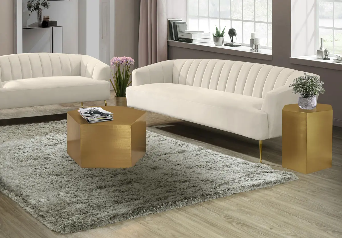Hexagon Brushed Gold Coffee Table 2