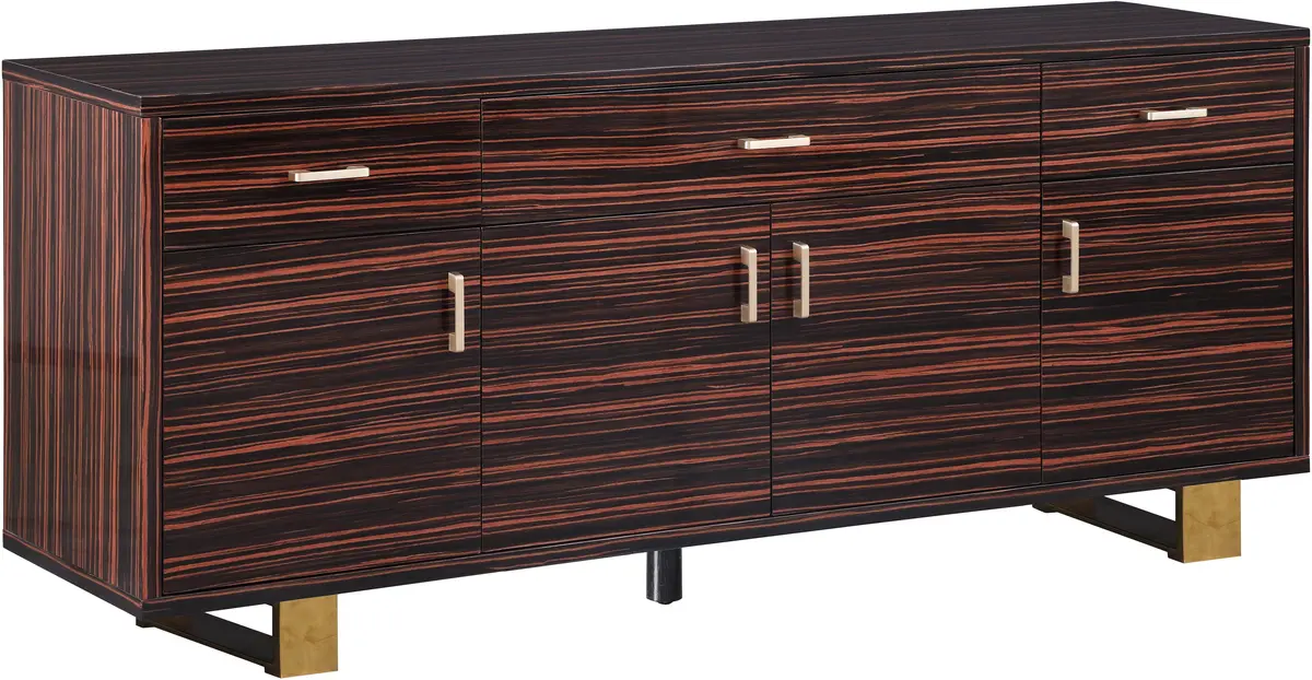 Excel Brown Zebra Wood Veneer Lacquer Sideboard/Buffet 1