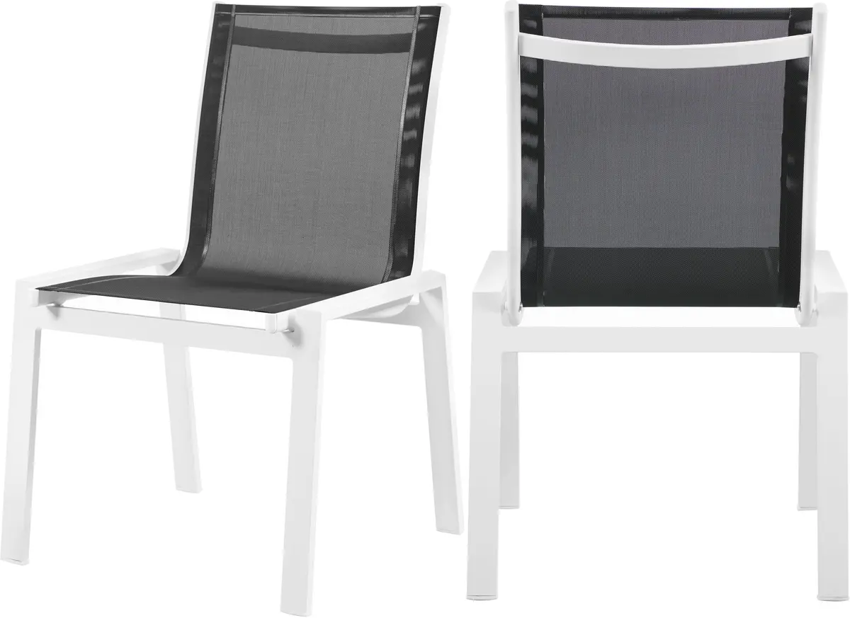 Nizuc Black Mesh Waterproof Fabric Outdoor Patio Aluminum Mesh Dining Chair 1