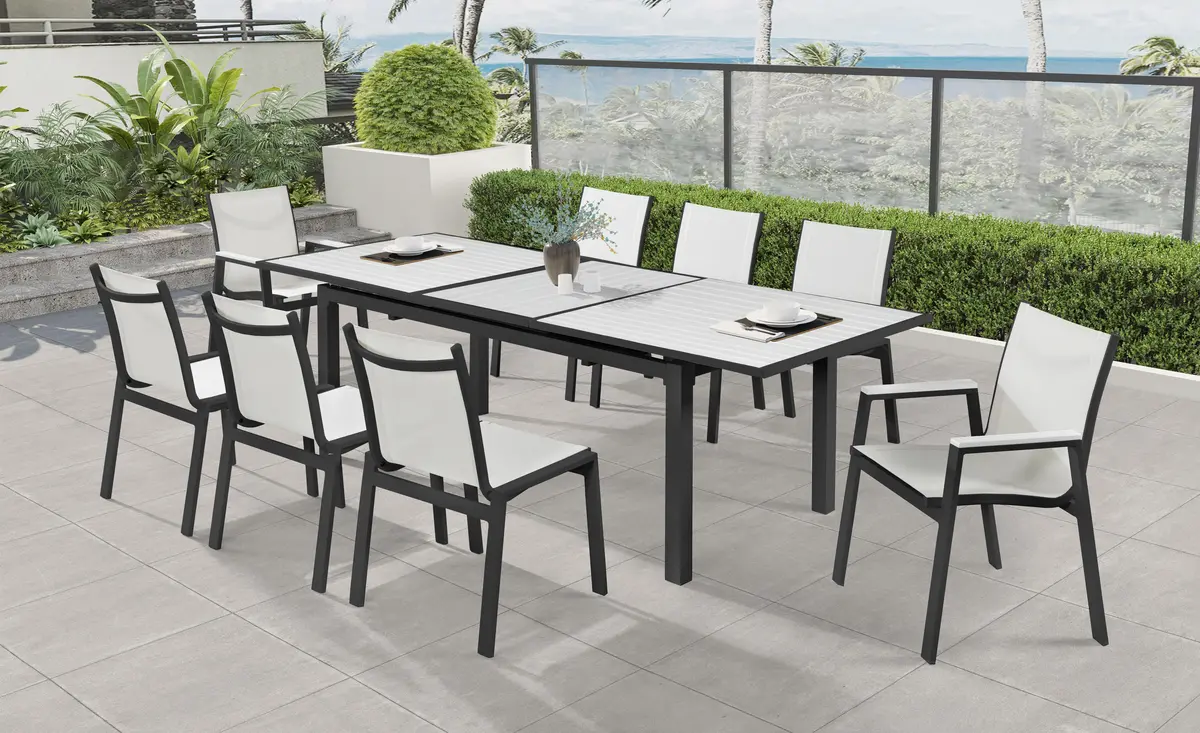 Nizuc White Manufactured Wood Outdoor Patio Aluminum Dining Table 2