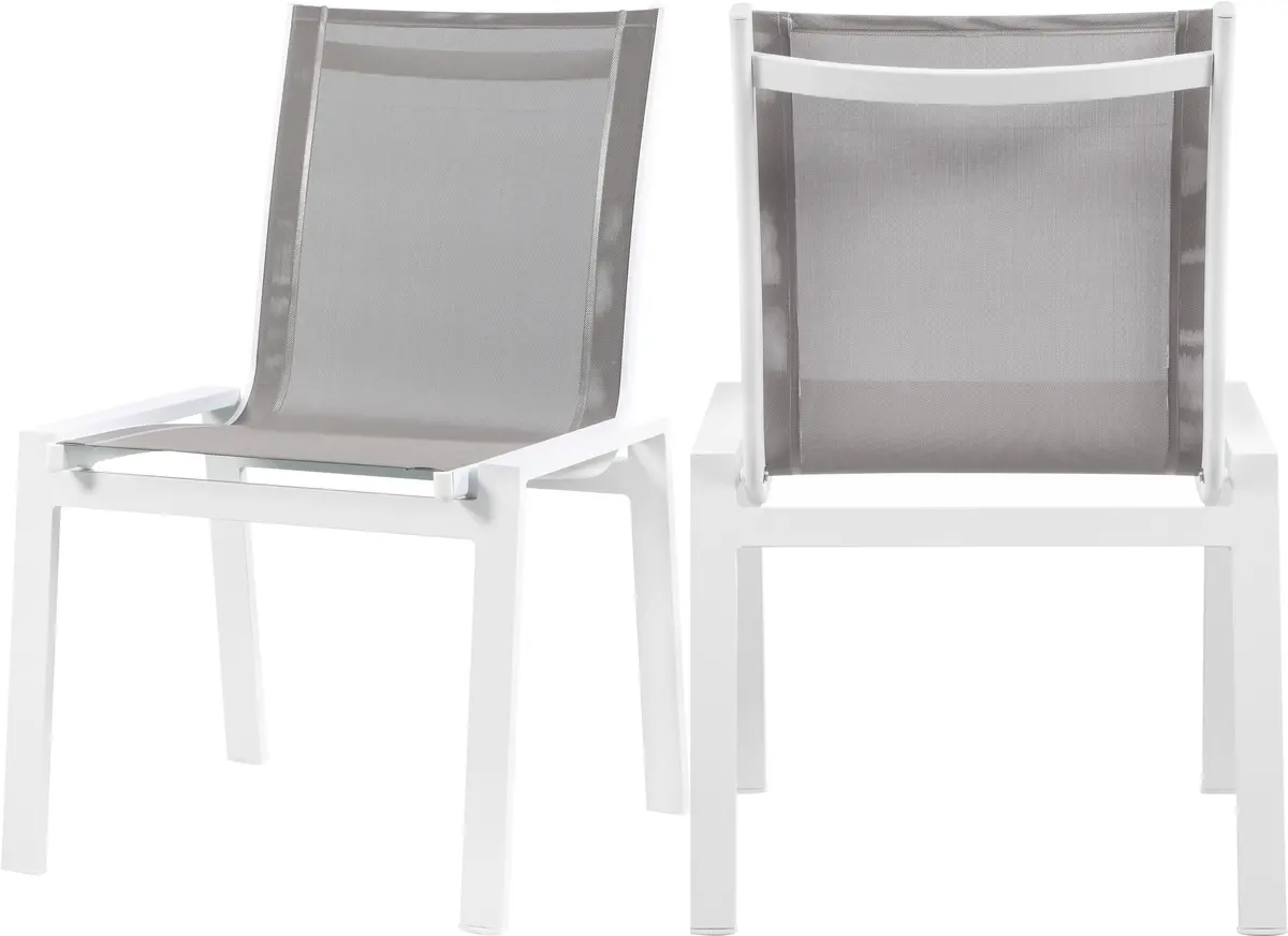 Nizuc Grey Mesh Waterproof Fabric Outdoor Patio Aluminum Mesh Dining Chair 1