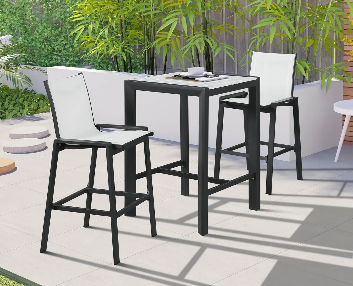 Nizuc White Manufactured Wood Outdoor Patio Aluminum Square Bar Table 2