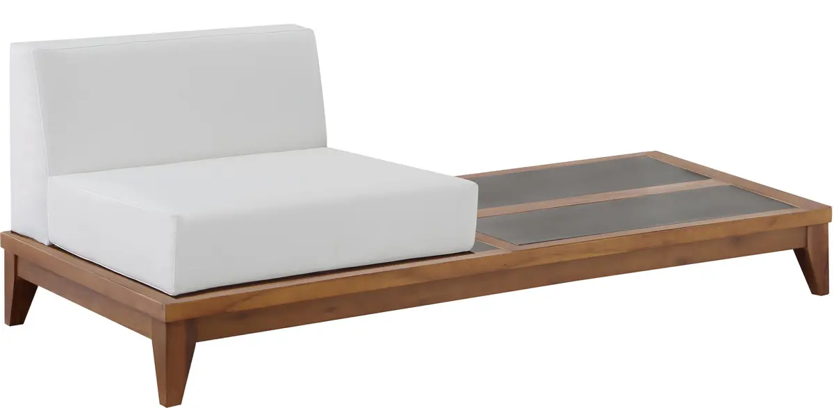 Rio Off White Waterproof Fabric Outdoor Patio Modular Chair W/ Integrated Table 1