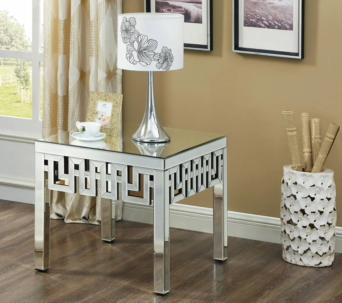 Aria Mirrored End Table 2