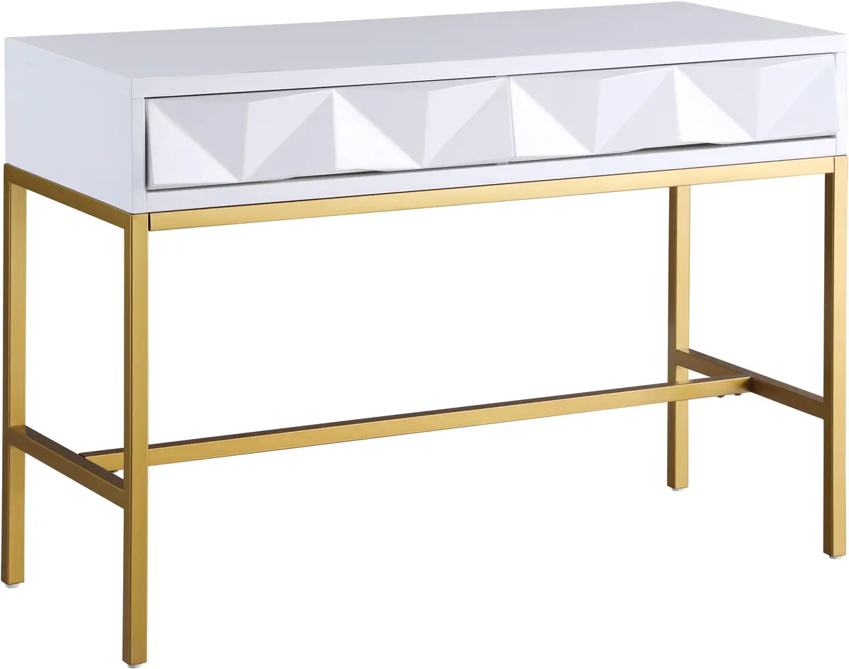 Pandora White Laquer With Gold Console Table 1