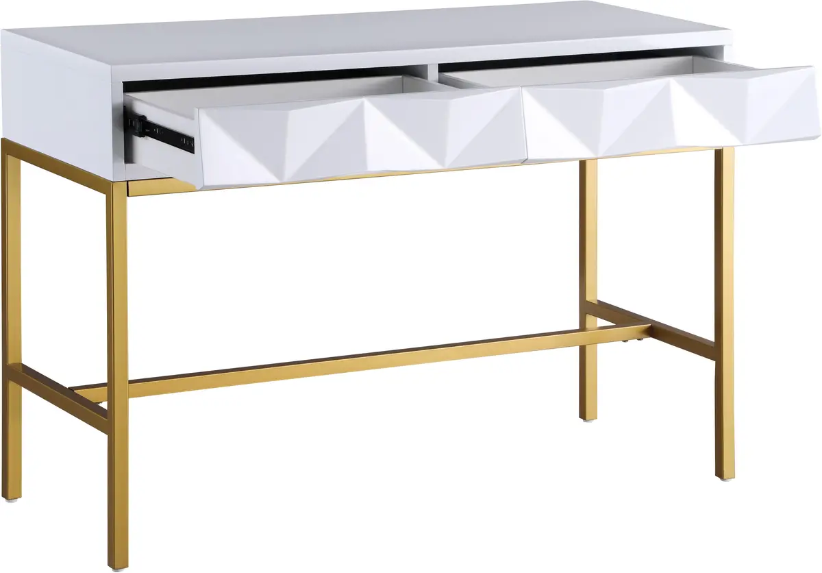 Pandora White Laquer With Gold Console Table 2