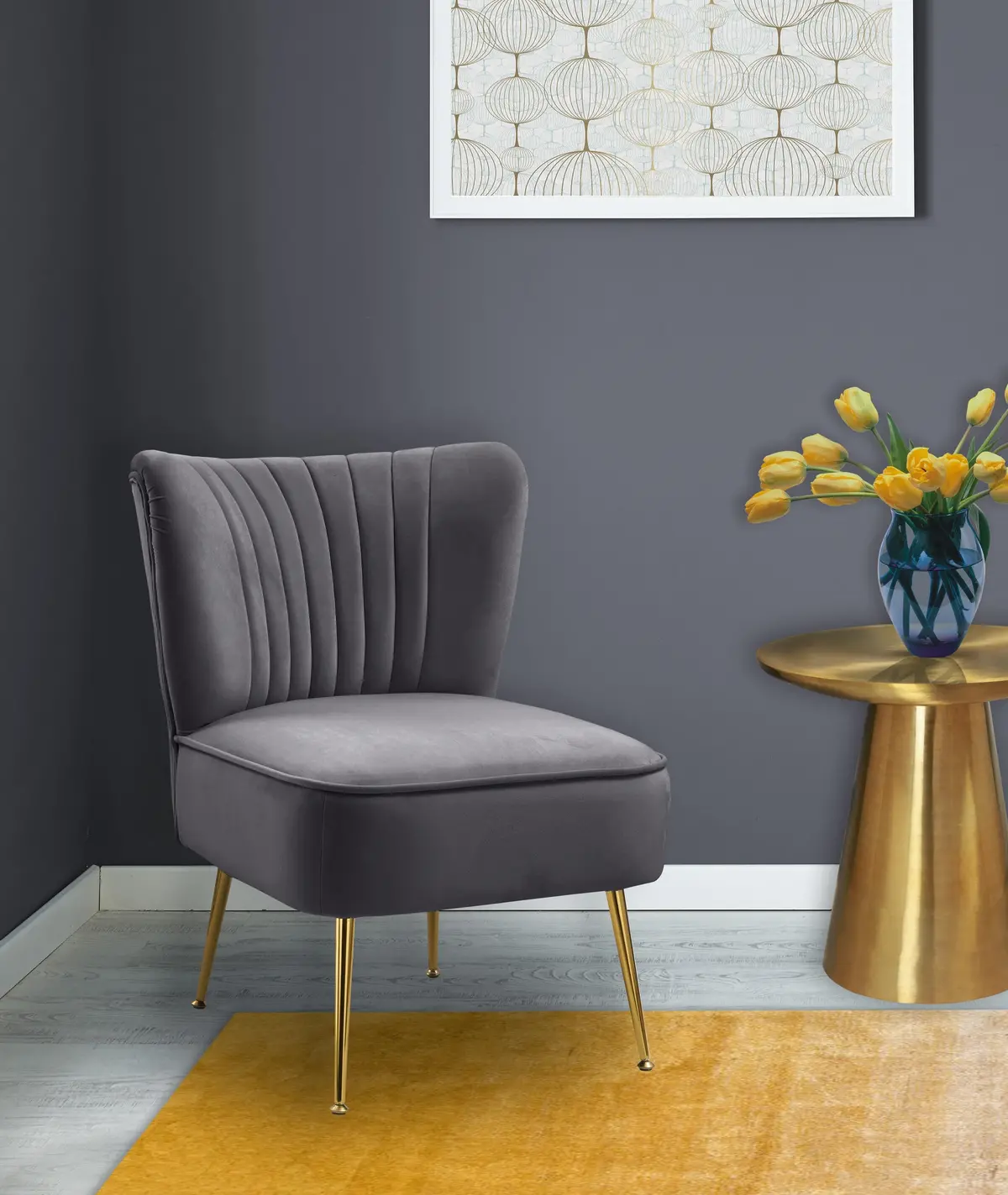 Tess Grey Velvet Accent Chair 2