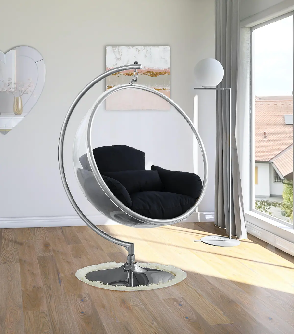 Luna Black Durable Fabric Acrylic Swing Chair 2