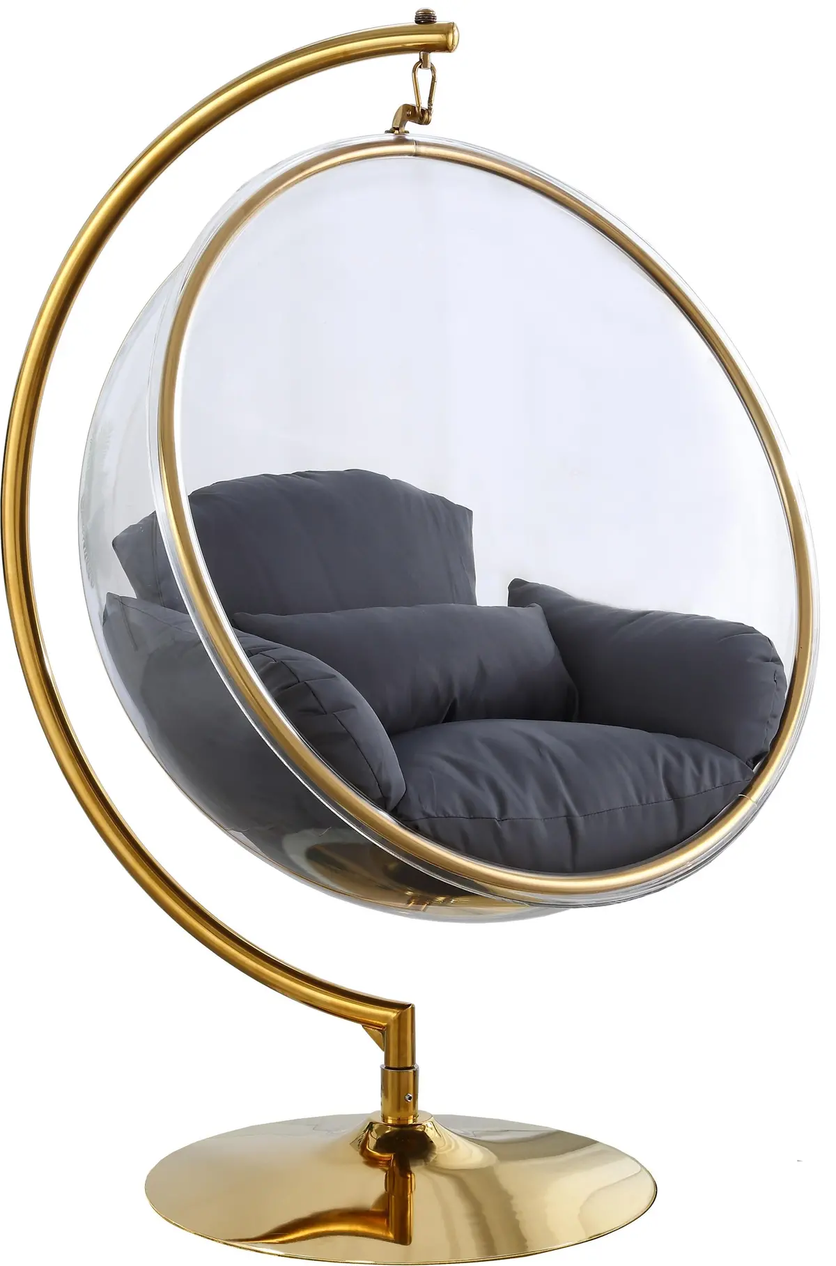 Luna Grey Fabric Acrylic Swing Bubble Accent Chair (2 Boxes) 1