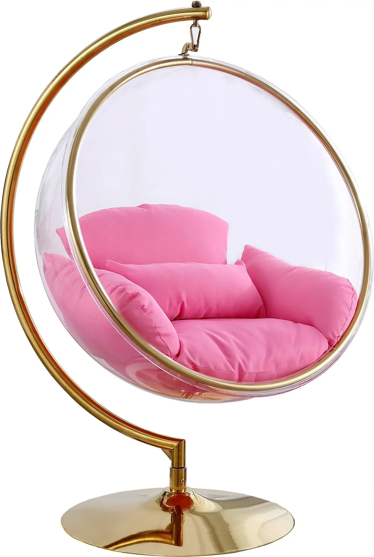 Luna Pink Fabric Acrylic Swing Bubble Accent Chair (2 Boxes) 1