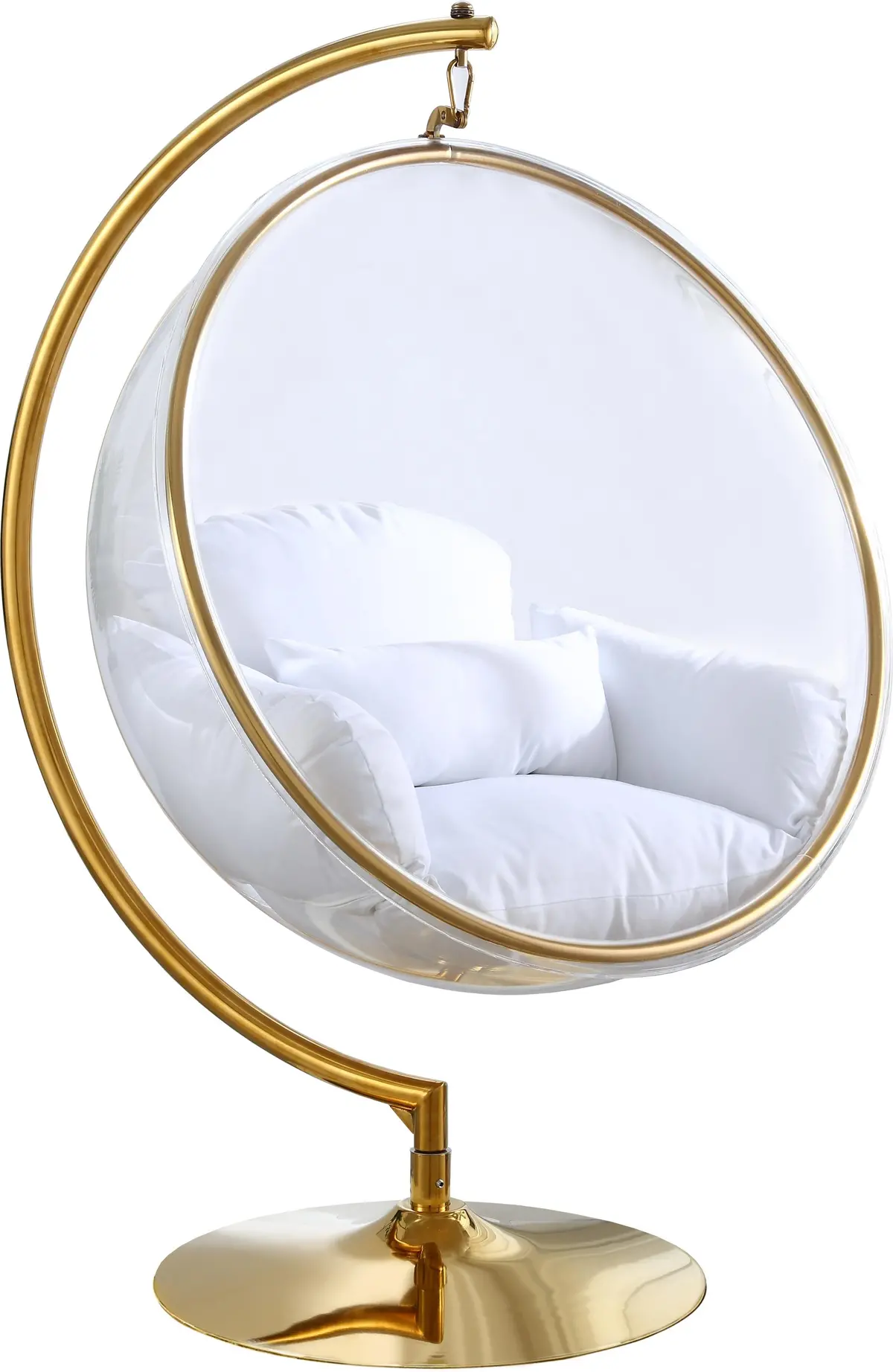 Luna White Fabric Acrylic Swing Bubble Accent Chair (2 Boxes) 1