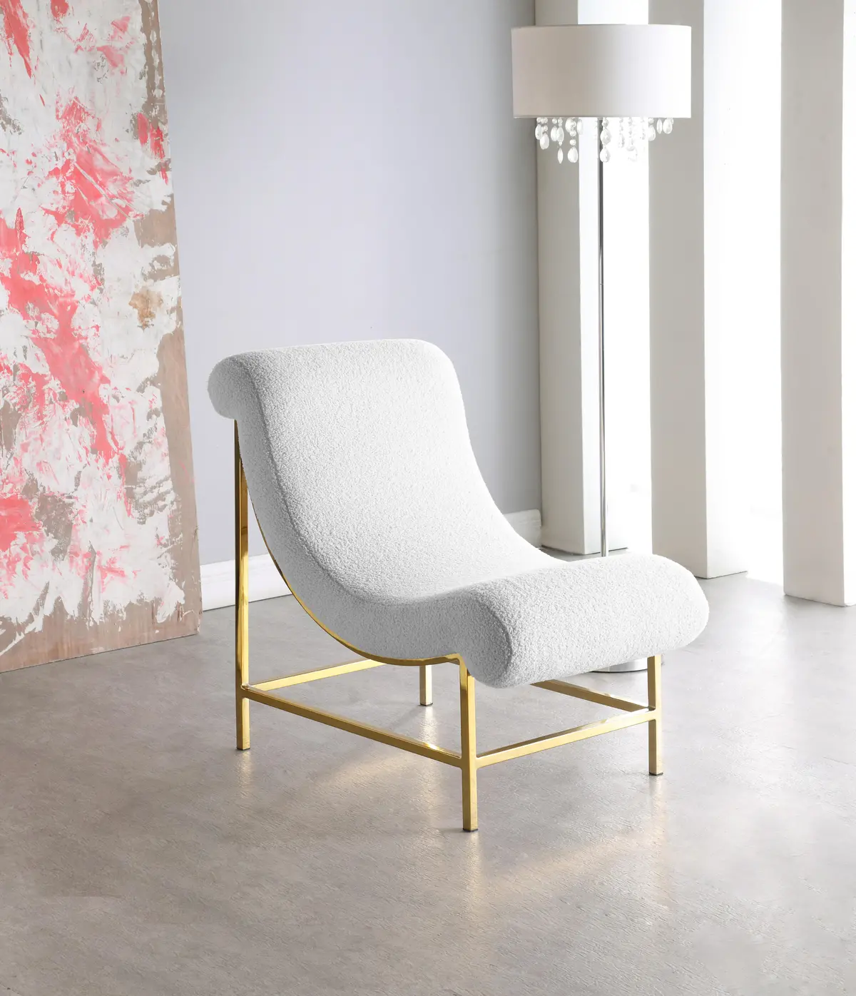 Nube White Faux Sheepskin Fur Accent Chair 2