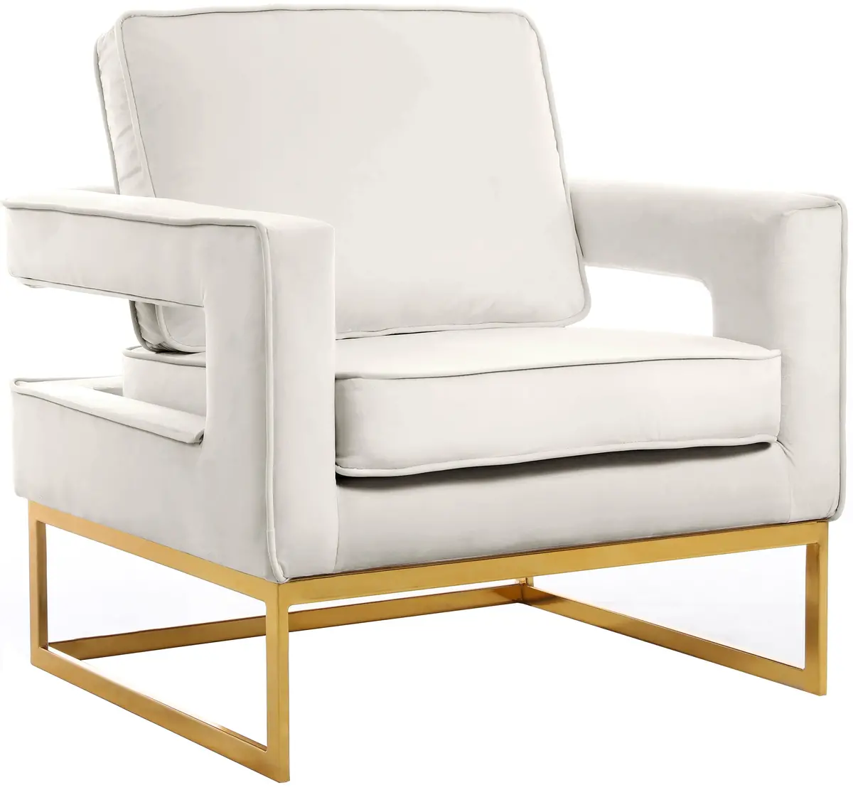 Noah Cream Velvet Accent Chair 1