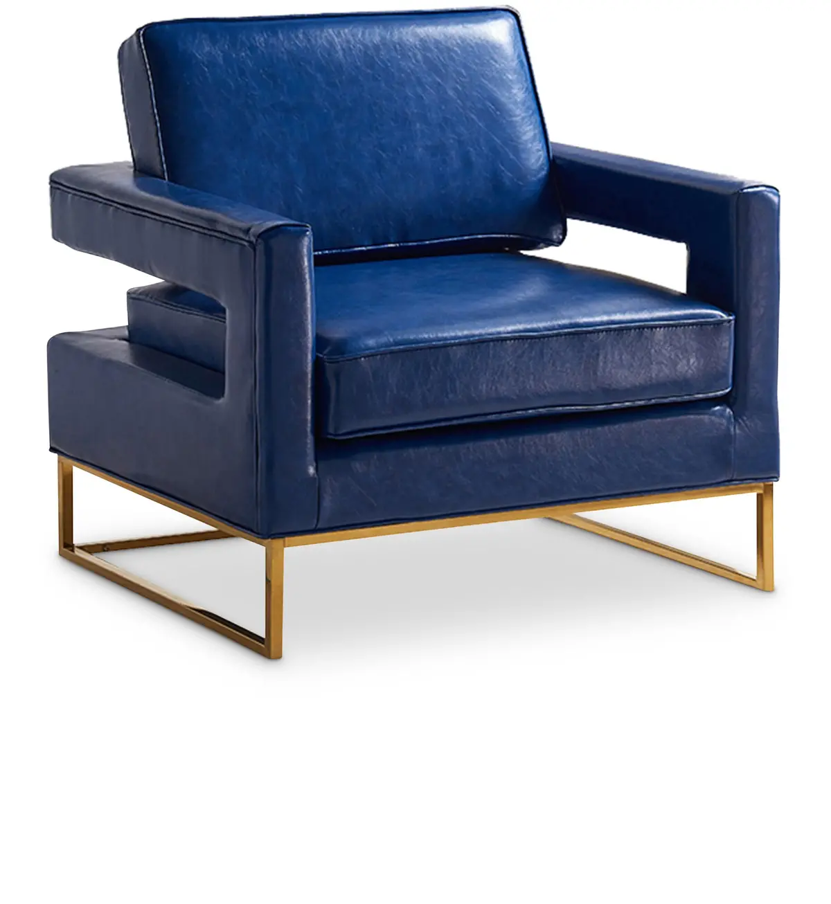 Amelia Navy Faux Leather Accent Chair 1