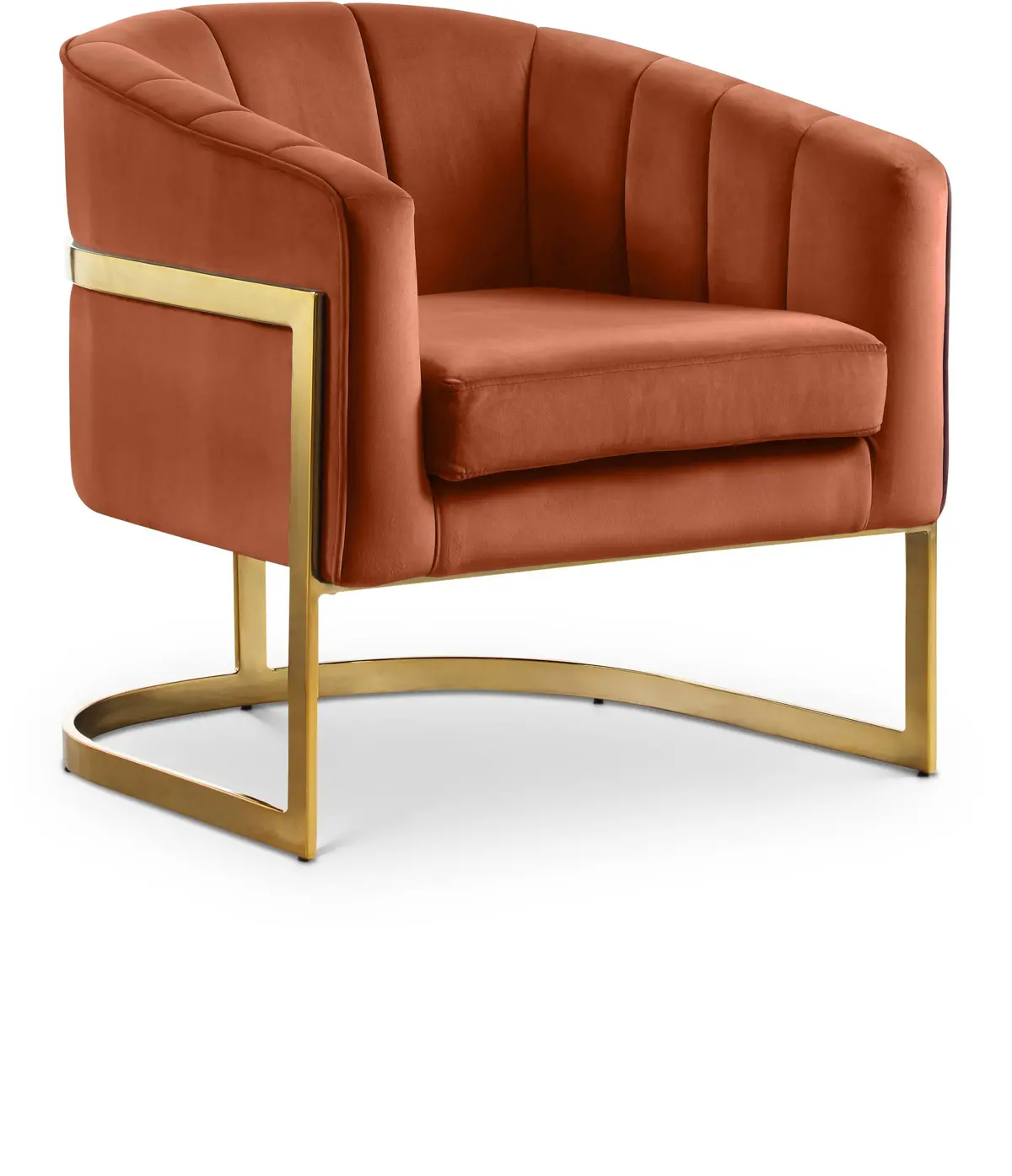 Carter Cognac Velvet Accent Chair 1