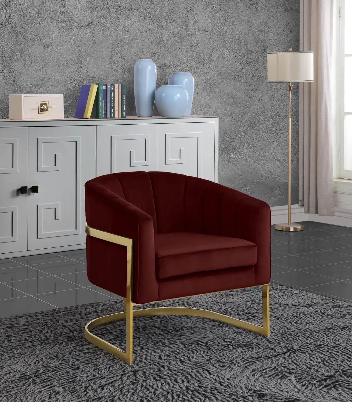 Carter Burgundy Velvet Accent Chair 2